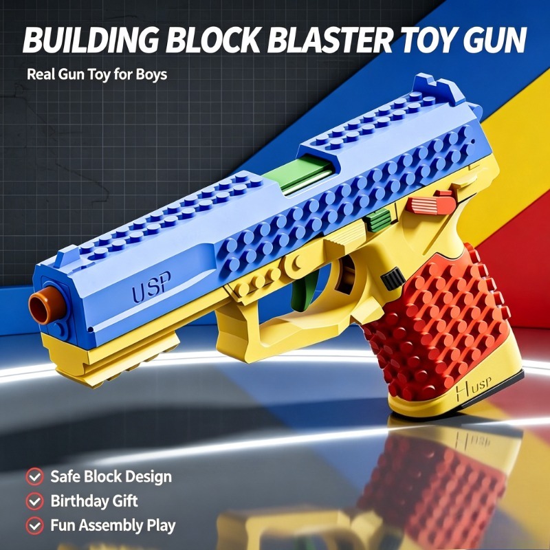 Kids Toys Boys - Building Block Blaster Toy Gun For
